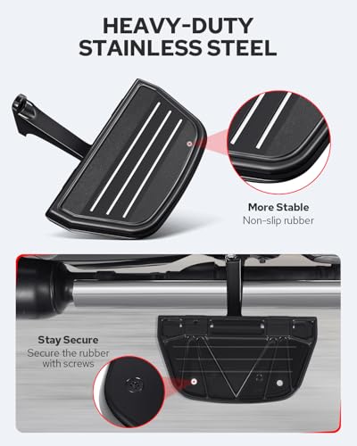 Image of Benlari Passenger Floorboards Motorcycle Footboards Stainless Steel with Mount Kits Compatible with Harley Davidson Touring Road King Street Glide Road Glide Electra Glide 1993-2024 Streamline (Black)