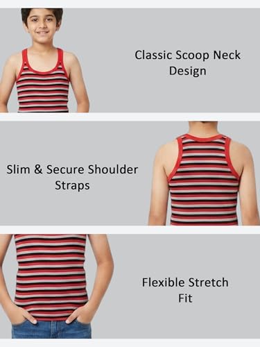 Image of Kids Boy's Regular Fit Vest| 100% Cotton| Skin Friendly | Lightweight | Sleeveless Design | Pack Of 3 (Color & Print May Vary)