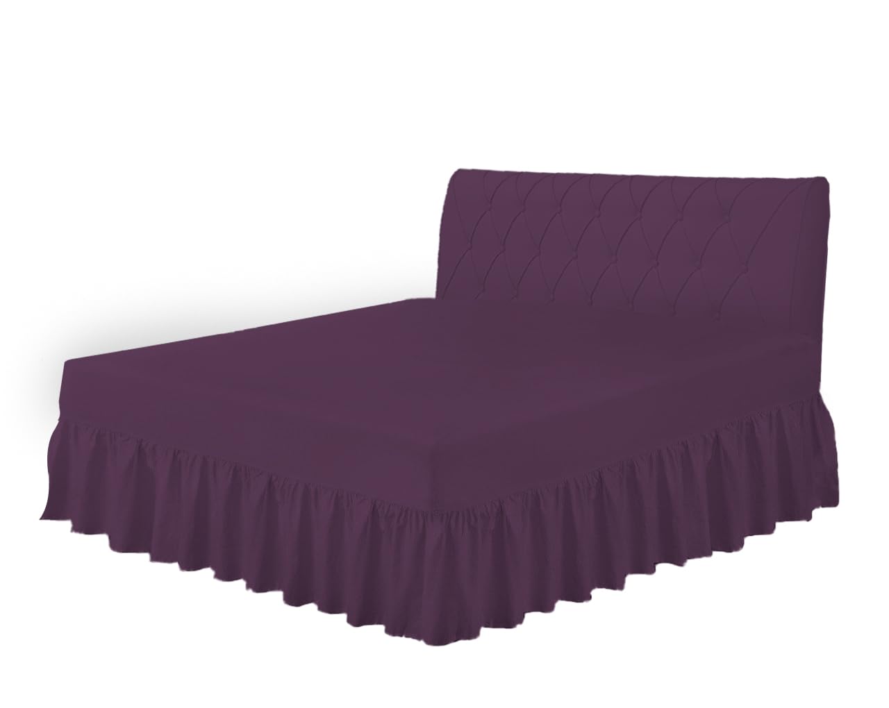 HOME ACE Plum Easy Care Valance Sheet Double Fitted Valance Sheets, Super Soft Cotton Valance Sheets Double, Poly Cotton Double Bed Valance Sheet