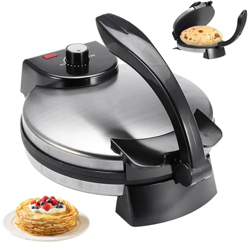Máquina Para Hacer Roti Eléctrica de 1500 W, Máquina Para Hacer Roti con Temperatura Ajustable con Bandeja Para Hornear Antiadherente, Máquinas Para Hacers Chapati Eléctrica Para Panqueques, Crepes