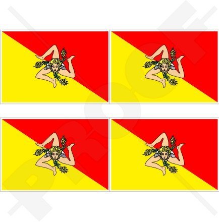 Sicily Born & Proud Italian Decals - 4 Pack 2" Vinyl Stickers For Car & Helmet