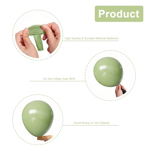 Image of Sage Green Balloons 55Pcs Green and gold balloons 12inch Green And White Balloons for Birthday Wedding Bridal Baby Shower Engagement Party Decorations
