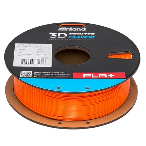 Image of INLAND Micro Center PLA+ 3D Printing Filament 1.75mm - PLA Pro Dimensional Accuracy + /- 0.03 mm - 1kg Cardboard Spool (2.2 lbs) (1 Pack Orange, 1.75mm)