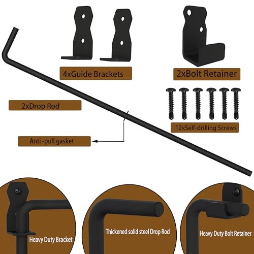 Image of Sdstone 24 Inch Heavy Duty Cane Bolt Gate Drop Rod Gate Ground Latch Hardware for Wooden Fences,Metal Gates Doors Stopper for Gate Ground (Black Finish,2 Pack)