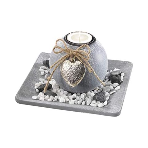 Plato Deco con Portavelas de Madera Gris Locker Cover