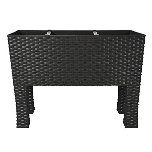 CrazyGadget Rattan Long Rectangular Tall Planter Case Box Plastic Garden Indoor Outdoor Flower Plant...