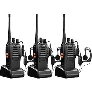 Baofeng Walkie Talkies bf-888s Long Range Two-Way Radios for Adults Rechargeable Handheld Interphone Professional UHF Communicator 3 Pack Walky Talky Set with Earpiece,Li-ion Battery and Charger