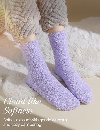 Image of TEHOOK Warm & Cozy Gifts for Women, Fluffy Fuzzy Plush Sleeping Slipper Socks - Soft Warm Fabric