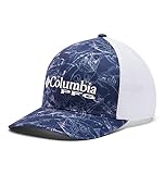 Columbia Unisex Camo Mesh Ball Cap, Collegiate Navy Contour Fish Print, Large/X-Large