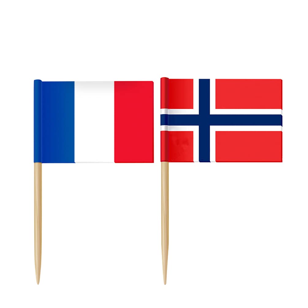 100pcs/set Mini Norwegian Flag Cake Cocktail Toothpick Stick Party Bar Restaurant Accessory Flag Of Norway Bp - View #5