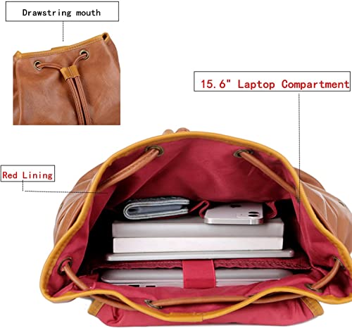 Baosha PU Leder Laptop Rucksack für 15.6 Zoll Herren Laptoptasche Business Arbeit Schule College Rucksack Satchel Schulrucksack Reise Rucksack CN-01 (Braun)