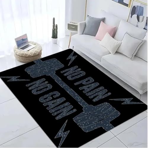 SHAOPENGA No Pain No Gain Print Carpet Gym Floor Mat Bathroom Anti-Slip Doormat Absorb Water Long Strip Kitchen Cushion Home Rugs 60x90cm