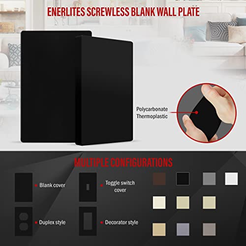 Image of ENERLITES Screwless Blank Wall Plate, Child Safe Blank Device Outlet Cover, Standard Size, 1-Gang 4.68 inch x 2.93 inch, Polycarbonate Thermoplastic, UL Listed, SI8801-BK, Glossy, Black