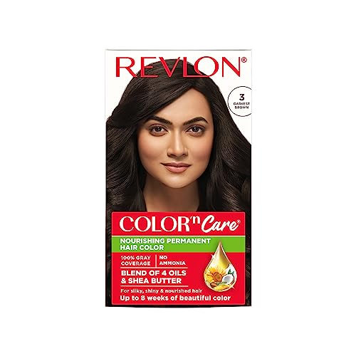 Revlon Color ‘n Care Permanent Hair Color for Women -3 Darkest Brown | Blend of 4 oil’s & Shea Butter| For Silky, Shiny & Nourished Hair | 100% Grey Coverage in 5 Minutes | Ammonia Free