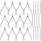 Afcabakila 24 Pcs Cuticle Trimmer with Cuticle Pusher, Professional Stainless Steel Nippers, Manicure Pedicure Tools with Pusher & Protective Cover, Double Spring for Nail Care Pedicure Nail Tools