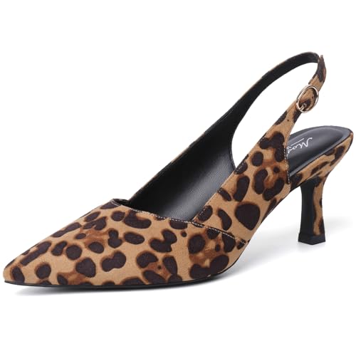 Image of Mostrin Kitten Heels for Women Slingback Pointed Closed Toe Heels Women's Pumps Shoes for Wedding, Party, Commuting