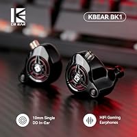 KB EAR IEM, kabelgebundene Gaming-Ohrhörer, 1DD, HiFi-Kopfhörer mit abnehmbarem 2-Pin-C-Kabel für Gamer/Musiker (Schwarz, Typ C mit Mikrofon) – Ansicht 3
