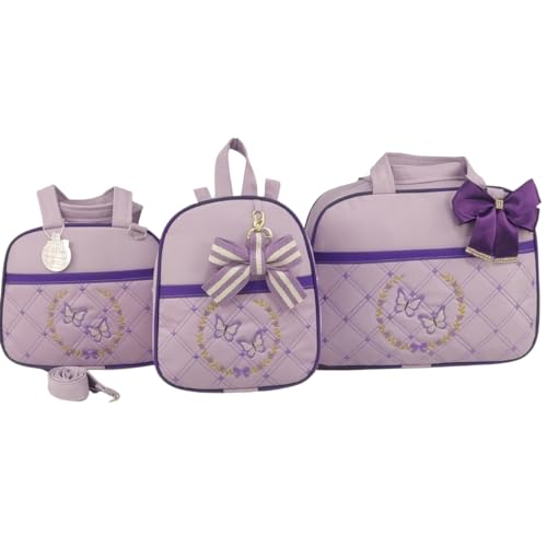 BOLSA MATERNIDADE MENINA 3 PEÇAS BORBOLETA. (LILÁS)