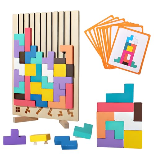 Puzzle en Bois Tetris,Casse-tête en Bois, Développement Motricité et Coordination,Jouets éducatifs,Puzzle Enfant 3 4 5 6 7 Ans, Jeux Montessori, Cadeau pour Enfant