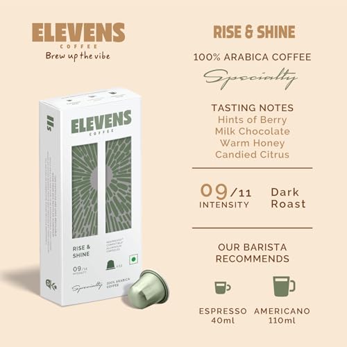 Image of ELEVENS COFFEE | Variety Pack 1 | Coffee Capsules | 100% Arabica & Robusta | 44 Aluminium Coffee Pods (11 x 4 Flavours) | Dark Roast | Intensity 8-10 | Compatible with Nespresso