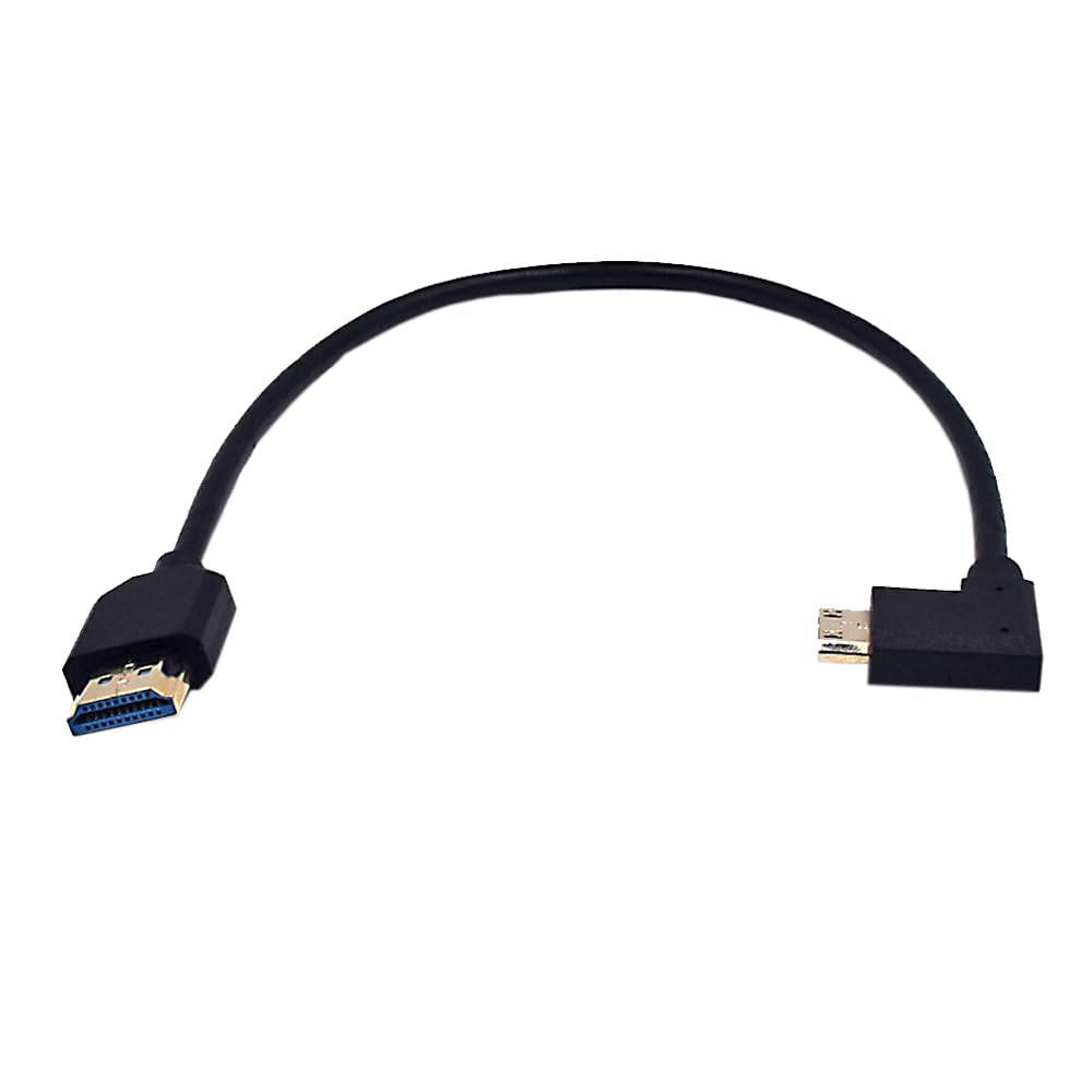 Kework 1ft Mini HDMI 8K to HDMI Ultra HD Cable, 3D 48Gpbs Left Angle Mini HDMI 2.1 Male to Straight HDMI 2.1 Male Adapter for Xbox PS4 PS5 TV Switch,