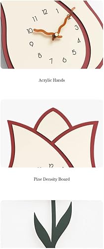 Miniatura 3 de AOKLEY Reloj de pared Rose Flower Shape Wall Clock for Living Room Decor Modern Decorative Silent Non Ticking Battery Operated Wall Clock for Home