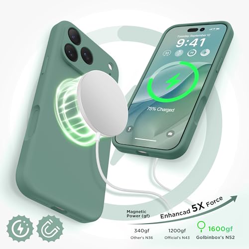 Image of GolbinBox for iPhone 17 Pro Max Case, Silicone Cover, Midnight Green