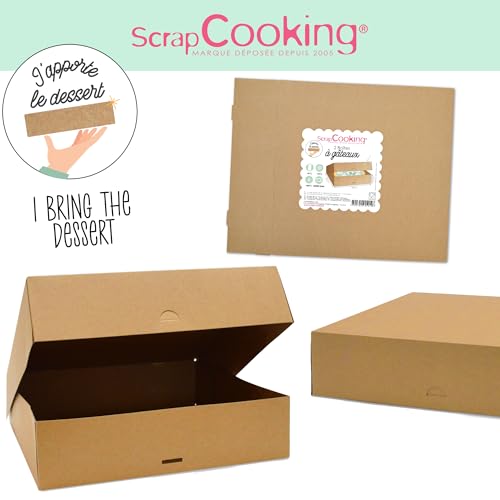 ScrapCooking - Lot de 2 Boites à Gâteaux - Carton Kraft Alimentaire - 32 x 32 x 8 cm - Transport Pâtisseries Desserts Tartes Pizzas - Fabriqué en France - 5501 – vue 8