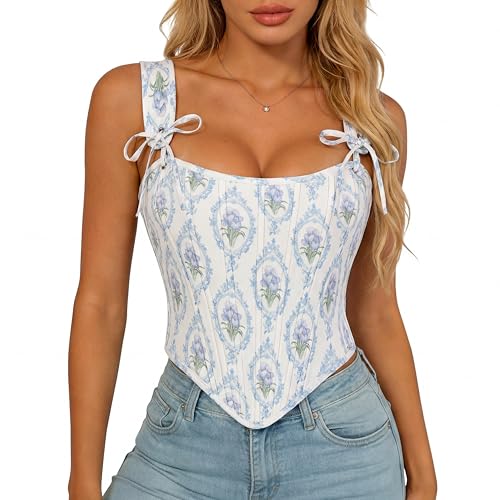 Scarlet Darkness Corset Tops for Women Renaissance Corset Boned Lace Up Bustier Tops Blue Iris 6