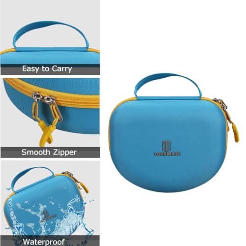 Image of Tourmate Hard Travel Case for Riwbox CT-7 / CT-7S Cat Ear LED Light Kids Wireless Headphones, Protective Carrying Storage Bag (Blue&Yellow)