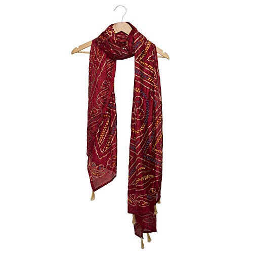 Image of DUPATTA BAZAAR Woman's Printed Bandhini Silk dupatta