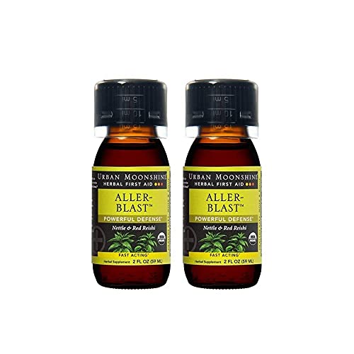 Urban Moonshine Aller Blast | Organic Herbal First Aid Supplement with Nettle & Red Reishi, 2 fl oz. (Pack of 2)