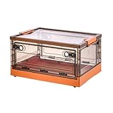 AirZen 【両面開閉 茶色収納ボックス 折りたたみ】 一箱多役·大容量 整理ボックス 収納ケース 蓋付き 積み重ね キャスター付き おしゃれ 組立簡単 多機能 折り畳み コンテナ ボックス 衣類 布団 小物 おもちゃ 押し入れ 強い耐荷重 防塵 防カビ 防湿 無臭 車/事務用