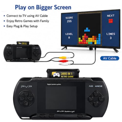 Image of TMG Handheld Game Light 3000- 8 Bit Video Game Console for Kids Boys with Free 2 Games Cassette,Christmas and Birthday Gifts. (Black)