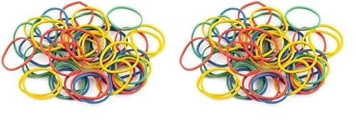 D.RECT - Gummibänder | 100g Beutel | 25mm Durchmesser Breit 1.5mm|Gummiring Gummiring | Perfekt für Haushalt und Büro | Wiederverwendbar | Sehr Langlebig | Farbig Sortiert (Packung mit 2)
