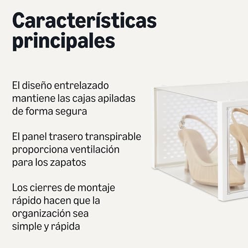 Miniatura 2 de Amazon Basics - Caja Organizadora De Zapatos Apilable Y Plegable, Grande, Paquete De 12, Transparente