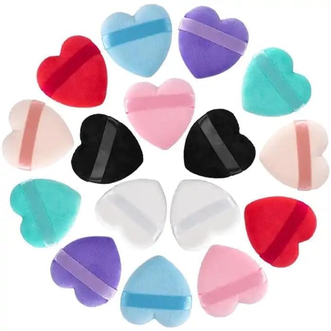 Shop Me Powder Puff Face Soft Heart Makeup Puff for Loose Powder Body Powder, Velour Makeup Blender Sponge Foundation Blending Sponges Set Beauty Makeup Tools(Multicolor 2)
