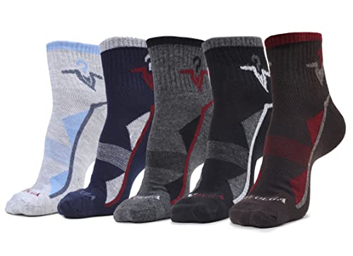 Image of MJE Premium Cotton Ankle Socks for Men and Women - Free Size, Solid Unisex Ankle Length Socks, Pack of 5 (Multicoloured)