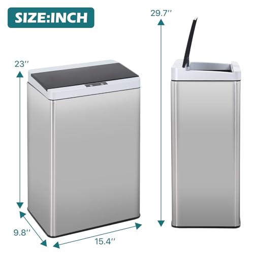 Caneca de basura rectangular de acero inoxidable 50 litros miniatura 6