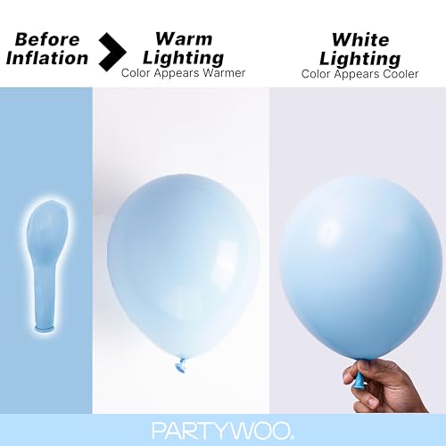 Image of PartyWoo Baby Blue Balloons 140pcs Different Sizes of 18 12 10 5 Inch Light Pastel Sky Aqua Blue Balloon Arch Kit Garland for Graduation Baby Shower Gender Reveal Easter Party Decorations Blue-Q13