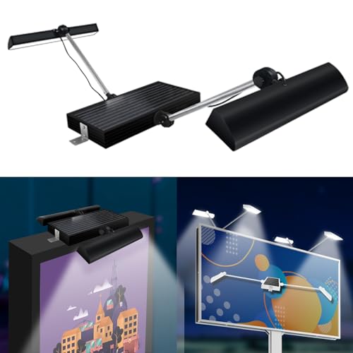 Image of Solar Sign Lights Outdoor, 420 led 2600 Lumen Solar Sign Light, 12000 mAh Billboard Lighting for Bussiness, Real Estate, Shop, Bus Stop, HOA, Highway Signs, Commercial, Black