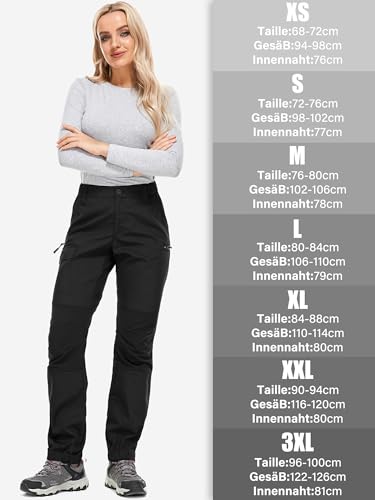 Yenwits Wanderhose Damen Outdoor Hosen Langlebig Robust Atmungsaktiv Trekkinghose Arbeitshose für Outdoor-Aktivitäten und Außenarbeiten(2093,Schwarz,3XL)
