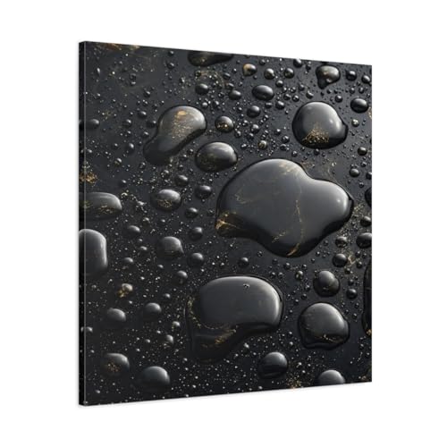 Toile abstract liquid drops black gold resout le probleme des murs vides de salon