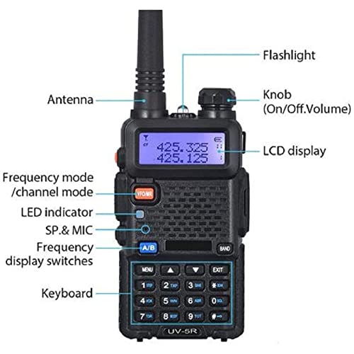 Image of Baofeng UV-5R Dual Band Two Way Radio Rechargeable Ham Radio USB C Charging | UV5R 6-Way Charger, Handheld Long Range Walkie Talkies 6 Pack for Team Management Church Warehouse Hiking Hunting Trip Black