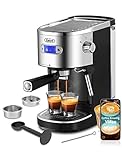 Gevi Espresso Machines 20 Bar Fast Heating Automatic Cappuccino Coffee Maker with Foaming Milk Frother Wand for Espresso, 1.2L Removable Water Tank, Double Temperature Control System 1350W, Black