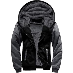 ZITY Men’s Zip Up Hoodie Heavyweight Winter Sweatshirt Fleece Sherpa Lined Warm Jacket