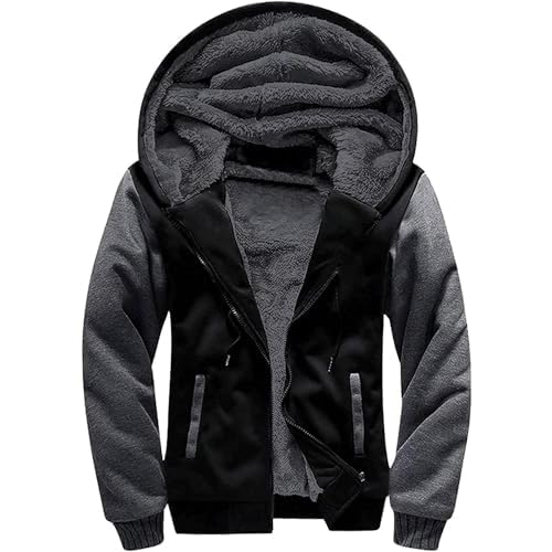 ZITY Men’s Zip Up Hoodie Heavyweight Winter Sweatshirt Fleece Sherpa Lined Warm Jacket