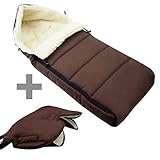 Universaler Winterfußsack aus Lammwolle, passt auf Babyschale, Kinderwagen, Buggy und Schlitten, geeignet für 3 und 5-Punkt-Gurtsysteme, leichte und schnelle Montage, wasser- und windabweisend, waschbar