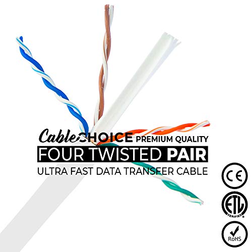 image for CABLECHOICE 10-Pack, Cat5e Ethernet Cable (1 Feet - White) UTP - Compu