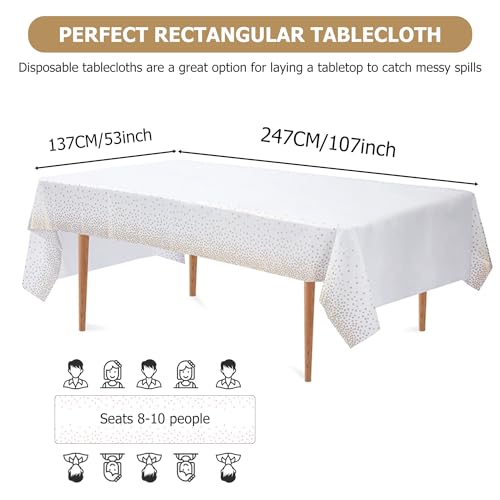 Image of NIWIN 2 Pack Rose Gold Tablecloth Plastic Party Table Cloth Rectangle Disposable Table Cover for Various Parties Birthday Decoration, 72 inch x 53 inch
